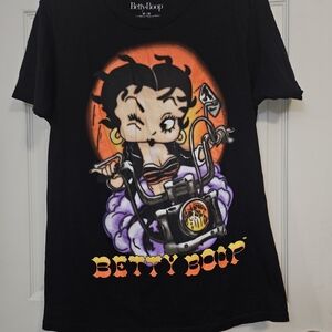 Betty Boop Black Tee with Orange and Purple Graphic